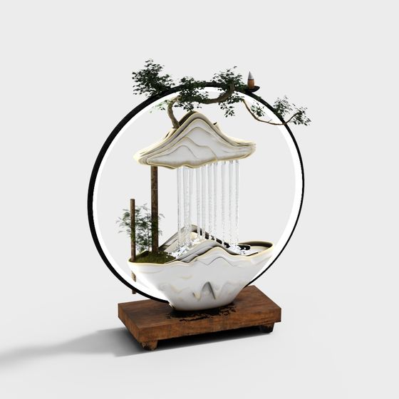 Zen Water Pavilion 3D model for Tranquil Spaces