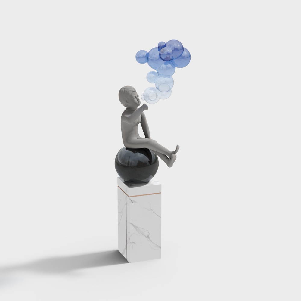 Balloon doll sculpture installation in hotel lobby