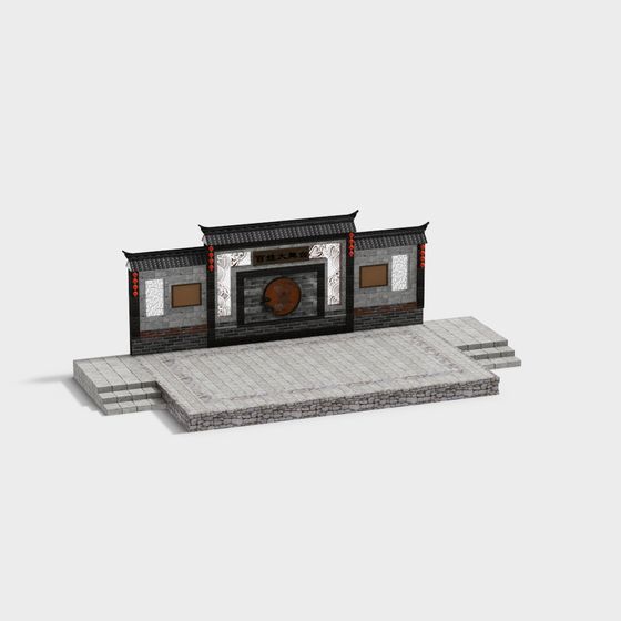 Traditional Low-Poly Eastern Town 3D model