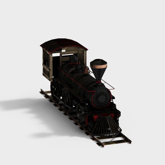 Vintage Steam Locomotive 3D model