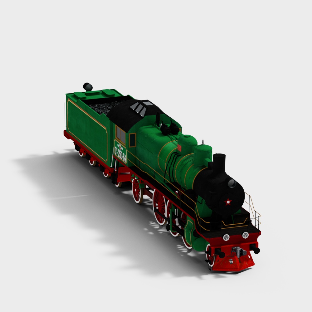 Vintage Steam Locomotive 3D Model