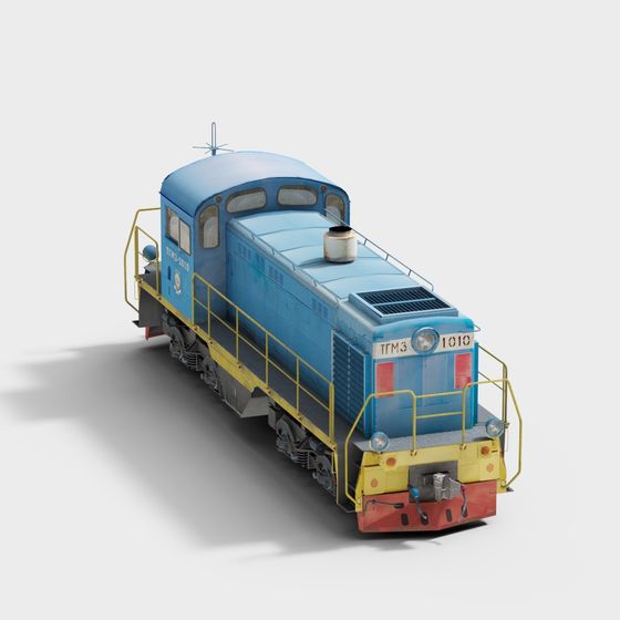Industrial Aesthetic Low-Poly Train 3D model