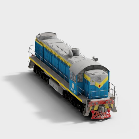Retro Steam Train 3D model with Low Polygon Design