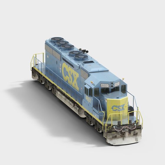 Realistic CSX Freight Train 3D model for Industrial Design