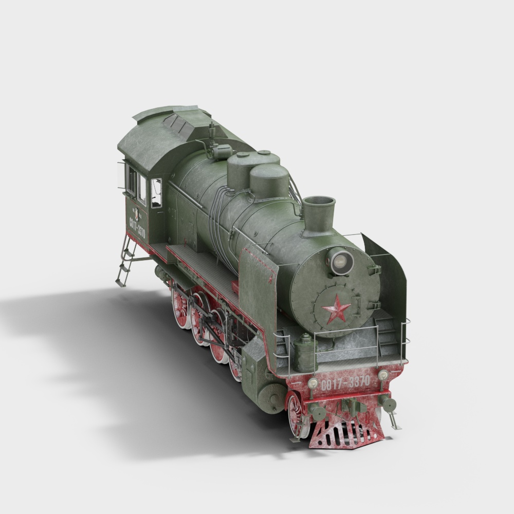 Vintage Steam Train 3D Model Inspired by Soviet Design