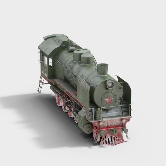 Vintage Steam Train 3D Model Inspired by Soviet Design