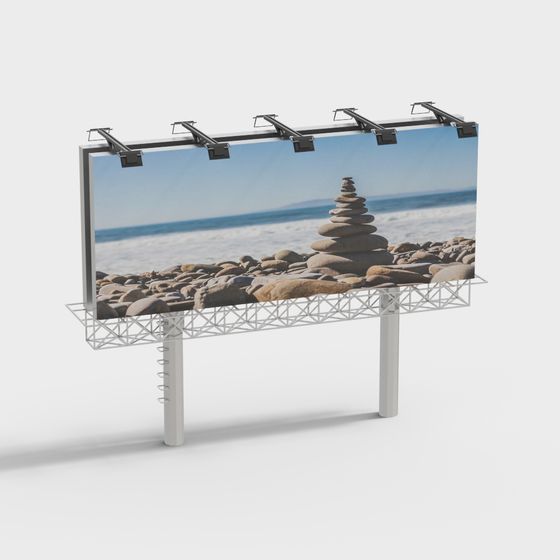 Low Poly Beach Billboard 3D model