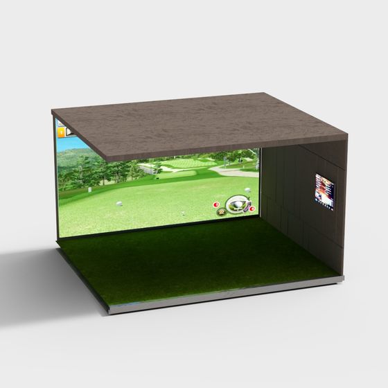 High-Detail Golf Simulator Room 3D model
