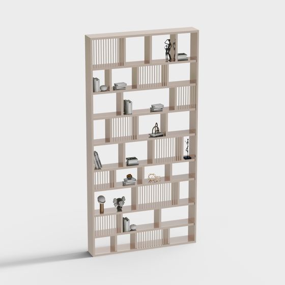 Elegant Low-Poly Bookshelf 3D model