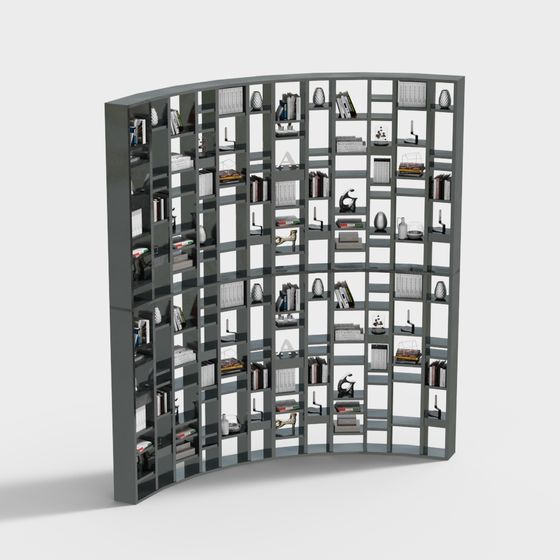 Curved Bookshelf 3D model
