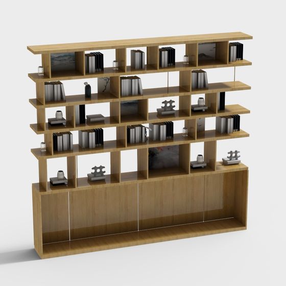 Elegant Low-Poly Bookshelf 3D model