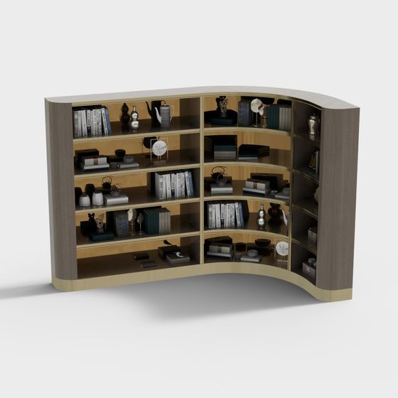 Elegant Half-Round Bookshelf 3D model for Modern Interiors