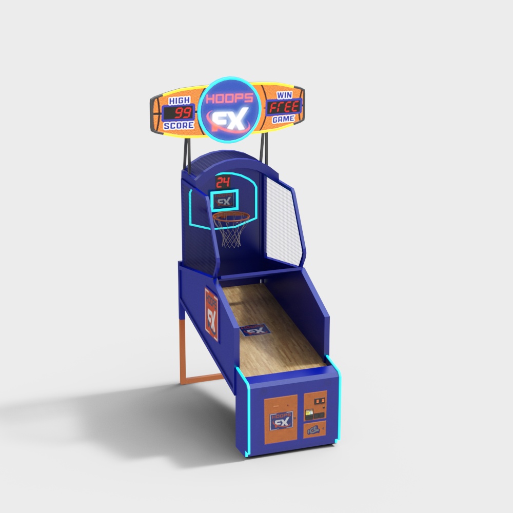 Vibrant Arcade Basketball Hoop 3D Model