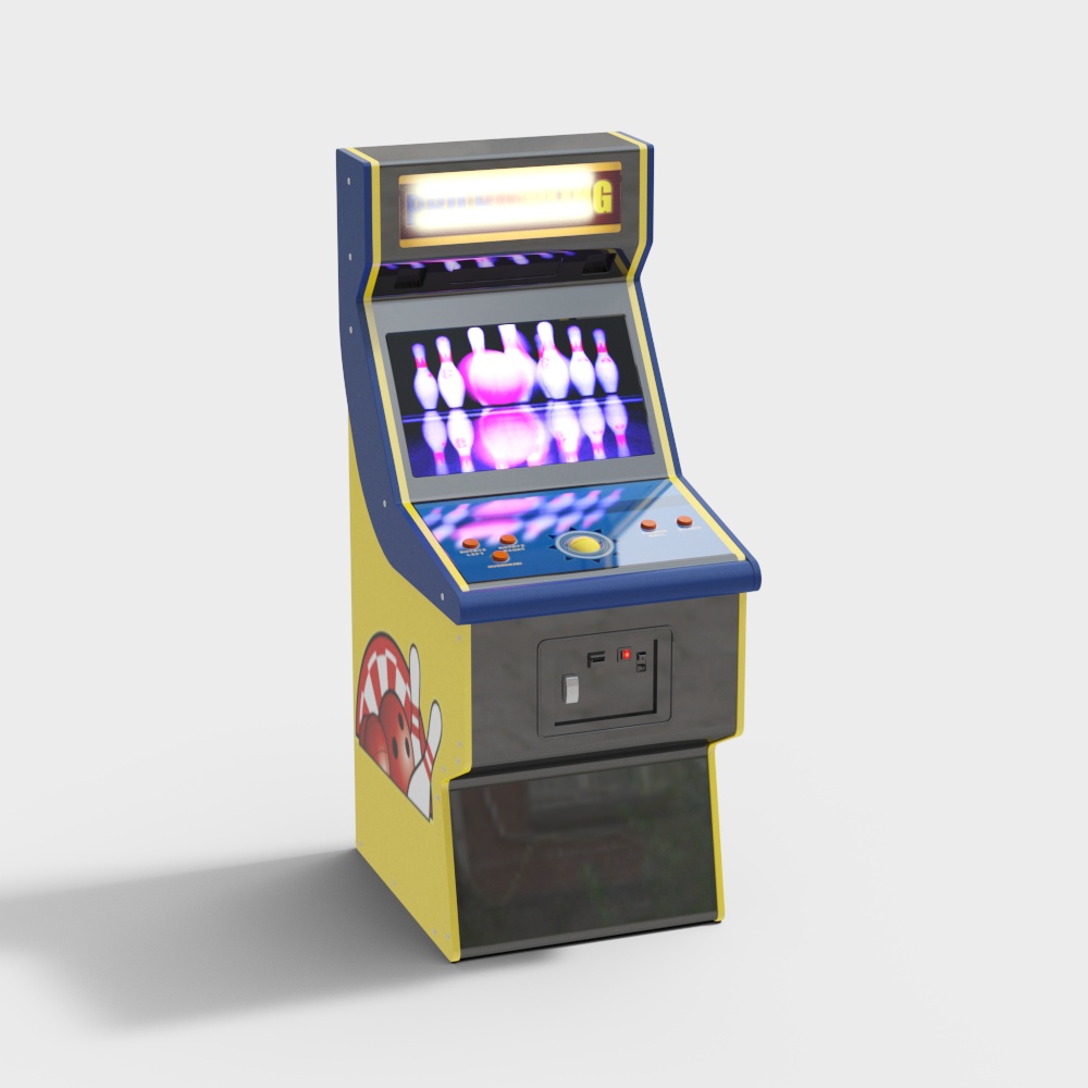 Classic Bowling Machine 3D Model for Retro Arcade Fun