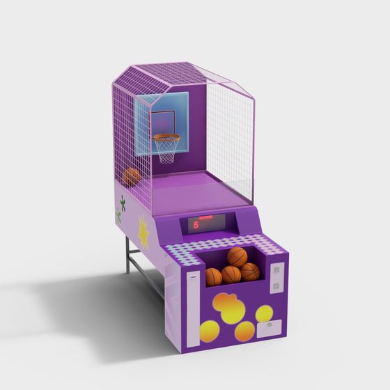 Retro Arcade Basketball Game Machine 3D Model