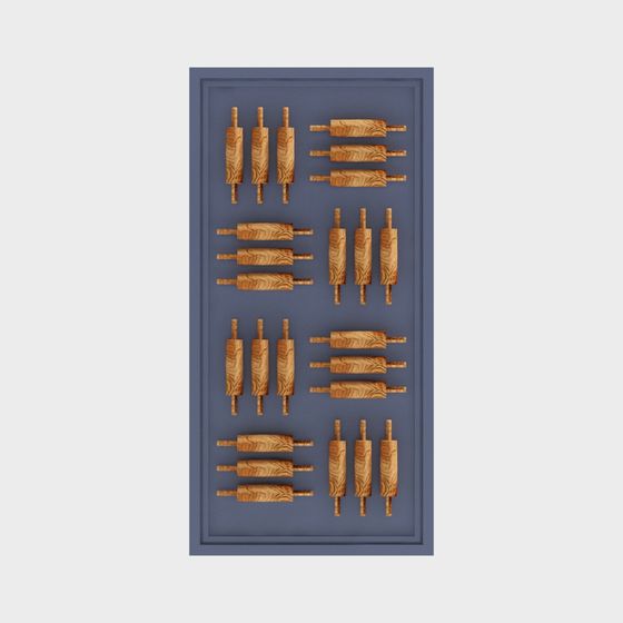 Wooden Rolling Pin Set 3D model