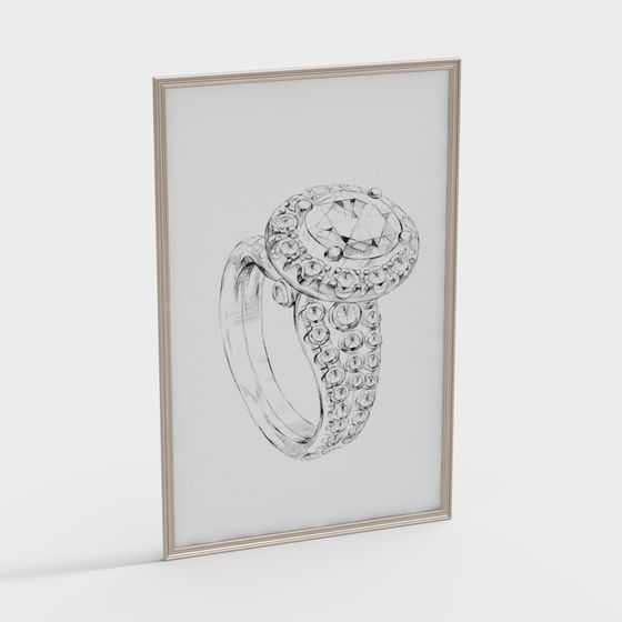 Elegant Low-Poly Diamond Ring 3D Model