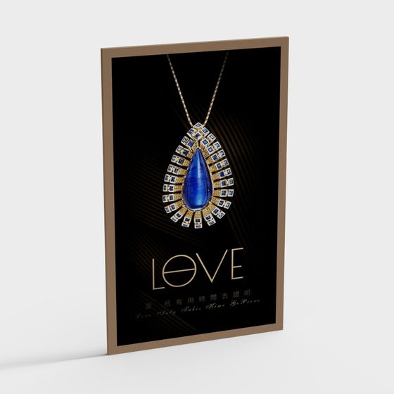 Elegant Gemstone Pendant Necklace 3D model
