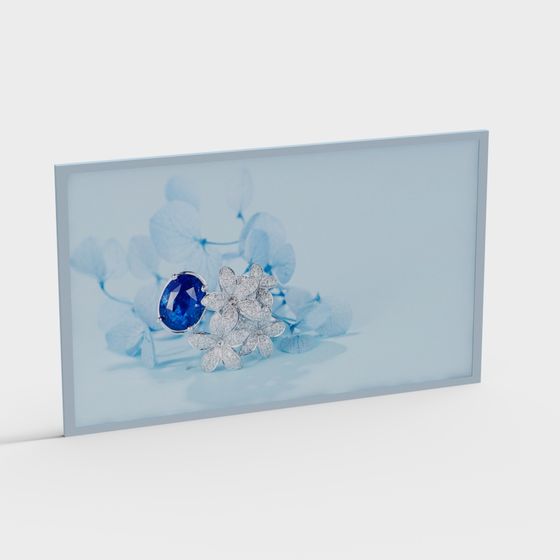 Elegant Blue Sapphire Ring 3D model