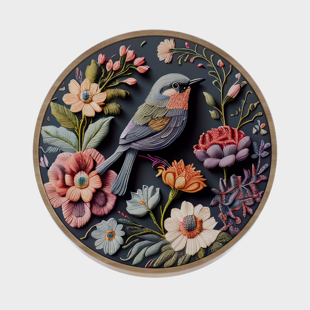 Bird flower embroidery