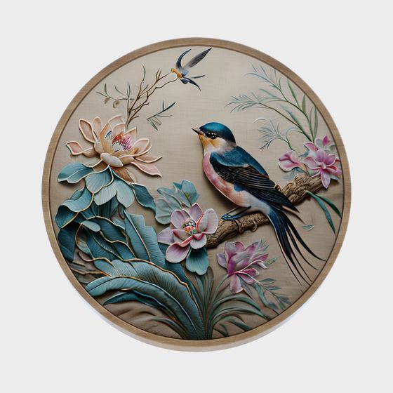 Floral Bird Plate 3D model for Creative Designs