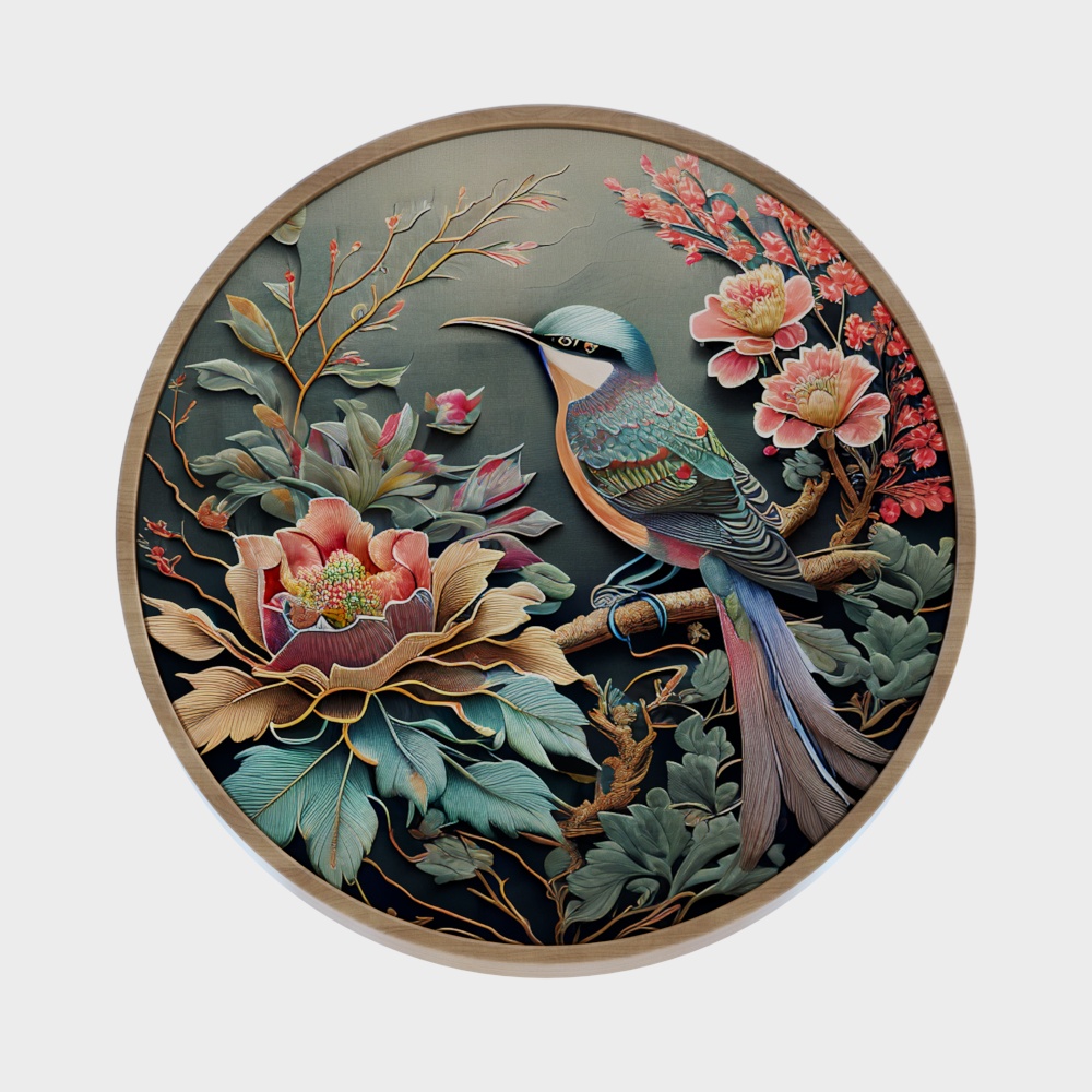 Bird flower embroidery