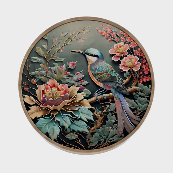 Floral Bird Plate 3D model - Low Poly Art