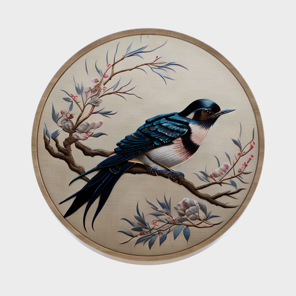 Bird flower embroidery