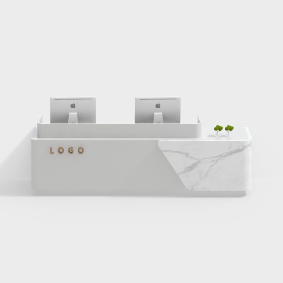 Elegant Marble Reception Desk 3D model
