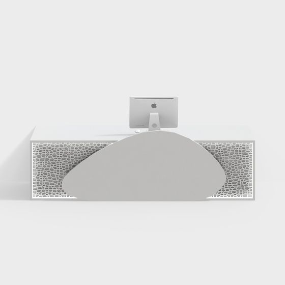 Sleek Curved Reception Desk 3D model