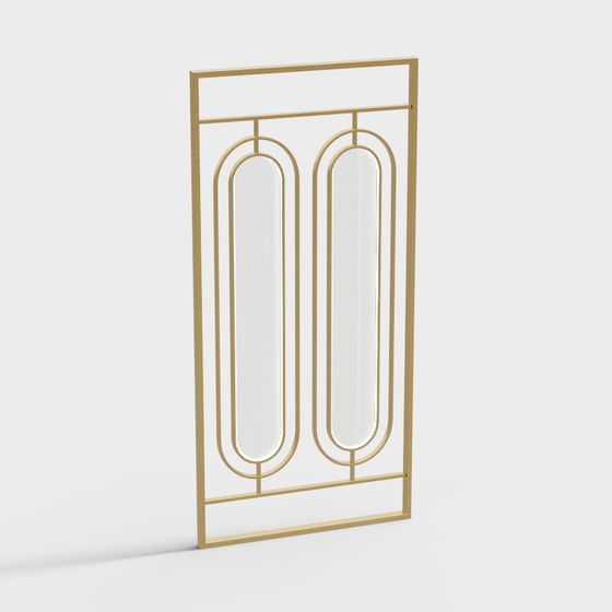 Elegant Modern 3D Model with Golden Accents