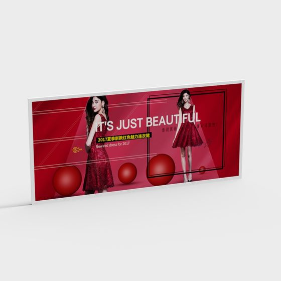 Elegant Red Dress Showcase 3D model