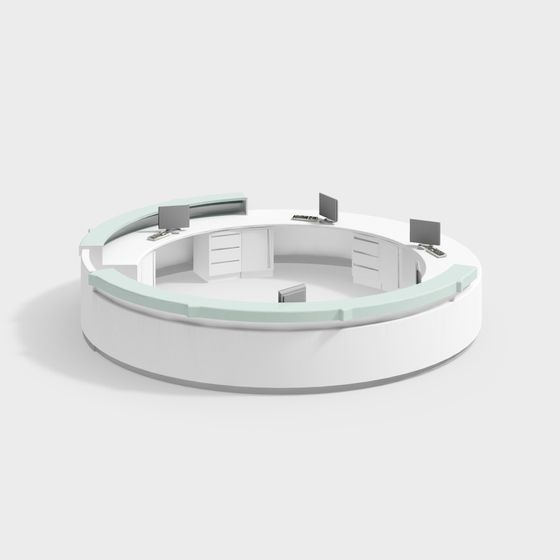 Modern Round Table Workspace 3D model