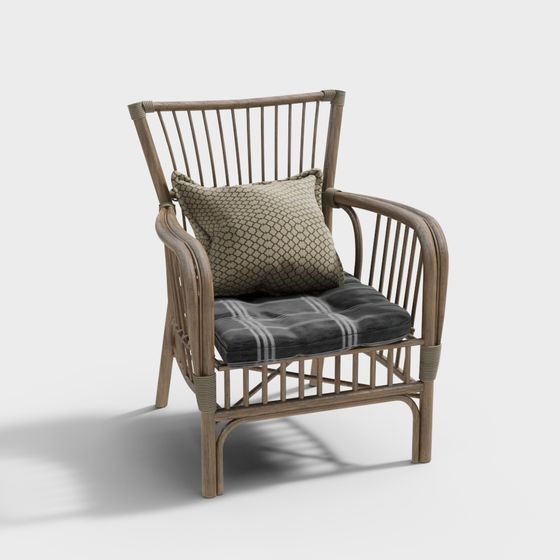 Stylish Rattan Chair 3D model