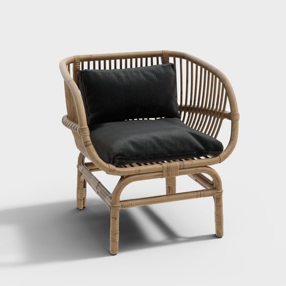 Stylish Rattan Chair 3D model for Modern Interiors