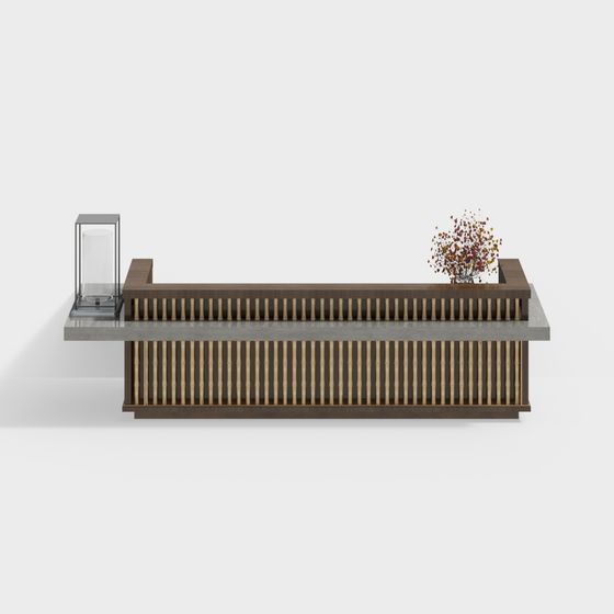 Gray Reception Desk 3D Model
