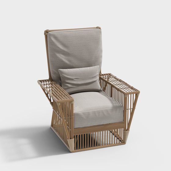 Bamboo-Woven Leisure Chair 3D model