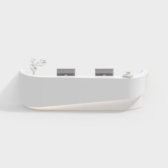 Sleek Desk 3D Model for Registration Counters in Gray