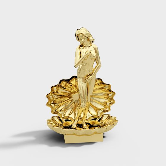 Golden Muse Low-Polygon 3D Model for Creative Projects