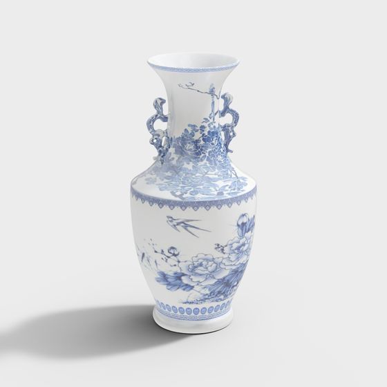 Blue and White Porcelain Vase 3D model