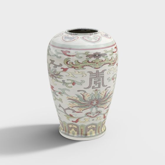 Elegant Oriental Vase 3D model for Artistic Interiors