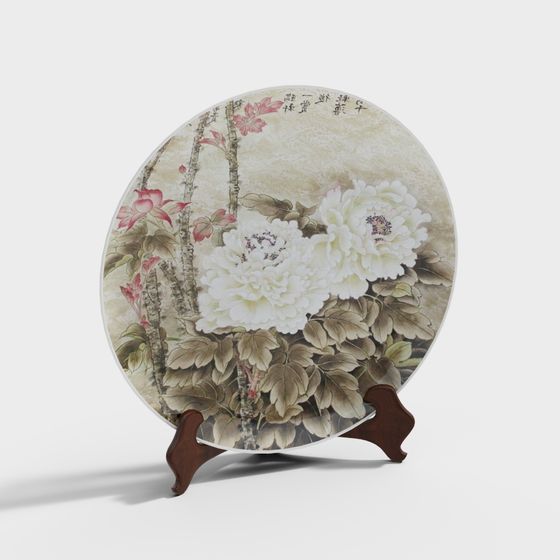 Peony Plate Low-Poly 3D Model
