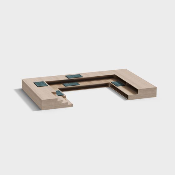 L-Shaped Modern Office Desk 3D model