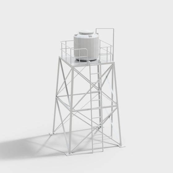 Industrial Water Tower 3D model