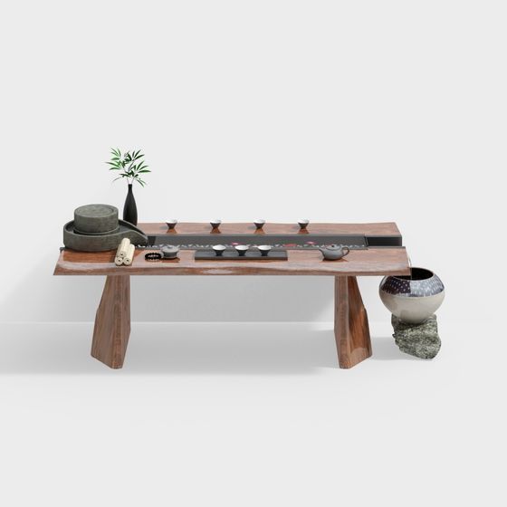 Elegant 3D Model Tea Table with Zen Aesthetic