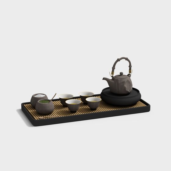 Elegant Eastern Style Teapot Set 3D model