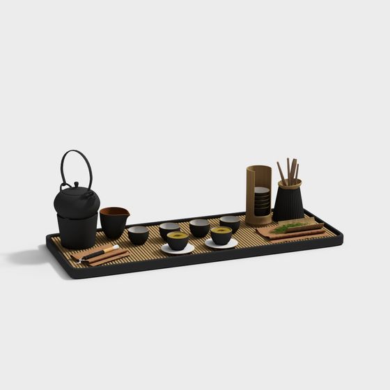 Elegant Oriental Tea Set 3D model