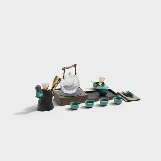 Elegant Oriental Tea Set 3D model