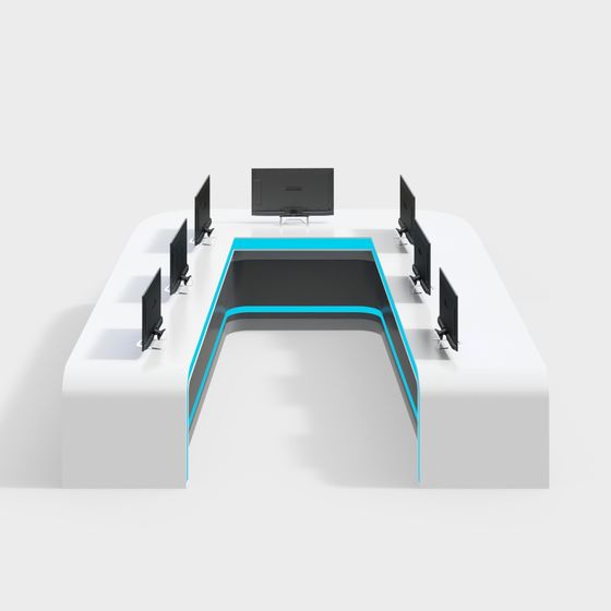 Versatile Low-Polygon Workstation 3D model for Modern Offices