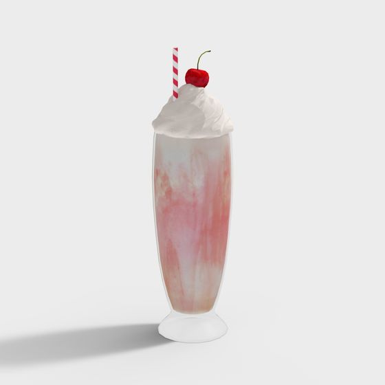 Realistic Strawberry Milkshake 3D model